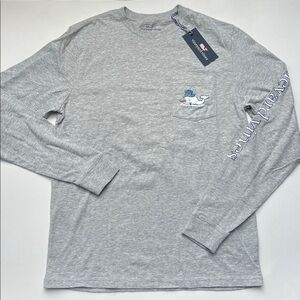 Vineyard Vines Gray SNOWMAN WHALE Christmas holiday LONG SLEEVE T-SHIRT